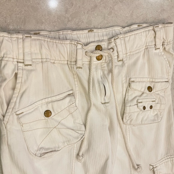 Free People Tahiti Cargo Pants Green Utility Low Rise In Tofu Ivory Size S - Picture 14 of 17